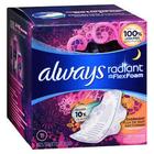 Almofadas Always Radiant Overnight com Flexi-Wings - Fluxo Leve, 10 Unidades (Pacote com 6)