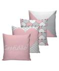 Almofadas Cheias Decorativas Geométrica Rosa e Cinza Kit 4 peças para Sofá Excelente Qualidade