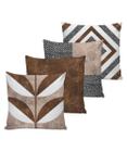 Almofadas Cheias Kit 4 peças Decorativas para Sala/Sofá Folhagem Estampa Exclusiva e Moderna