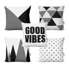 Almofadas Decorativas Preto e Branco Good Vibes Para Sofá 40x40 - Novadecora