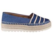 Alpargata Espadrille Feminina Azul Jeans Bordada Sapatilha Valentina