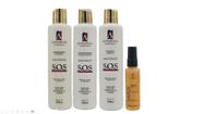 AlphaHall S.O.S Shampoo e Condicionador e Leave-in e Sérum Ouro