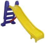 Amarelo Escorregador Médio Com Escada Azul- Modelo 3 Degraus -Premium Infantil- Linha Playground - Resistente-Seguro- Br