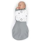 Amazing Baby Omni Swaddle Sack com 6-way Adjustable Wrap & Arms Up Sleeves & Mitten Cuffs, Easy Swaddle Transition, Better Sleep for Newborn Baby Boys & Girls, Gray Stars, Small, 0-3 Months
