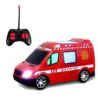 Ambulância de Brinquedo Carro Controle Remoto com Farol Som 6 Funções Vermelha