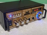 amplificador de som, le704, com bluetooth, radio fm, usb, bivolt