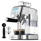 AMZCHEF Máquina de Espresso com LCD e 20 Bar, Frother Automático (Prata)