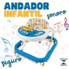 Andador Infantil Musical Azul Ou Rosa Seguro e Prático Com Freio Assento Lavável