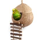 andwe Coconut Bird Nest Hut com escada para papagaios Periquito Conures Calopsita - Pequenos Animais Casa Pet Cage Habitats Decor