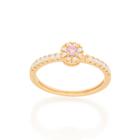 Anel 18k com zircônias ROSA 512558 Rommanel