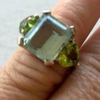 Anel Água Marinha Natural Azul e Peridotos Ouro 18K