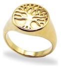 Anel Árvore da Vida Dedeira Ouro 18K Feminino Masculino Elegância Fé