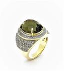 Anel Cristal Cravejado Pavé Zirconias Banho De Ouro 18k 2598