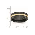 Anel de Cerâmica Preta com Incrustação de Ouro 14k - 8mm - Banda Polida