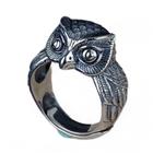 Anel de prata esterlina 925 Owl Vintage redimensionável para homens