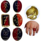 Anel Dourado Ajustável Orixá Exú 2,7 cm em Metal - Selecione