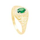 Anel em Ouro 18K Trabalhado com Zircônia Verde - AU12972