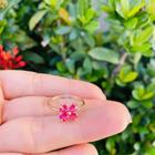 Anel flor rosa cristais rommanel