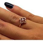 Anel Flor Trevo de Diamantes Ouro Rose 18K 14942 K350