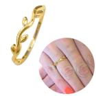 Anel Galho folhas feminino banhado a ouro 18k