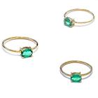 Anel Ouro 18K Esmeralda Oval Geometrico Natural Feminino Pedra Verde 0.6X.04cm E02ct05K240