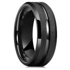 Anel Preto Aço Inoxidável Feminino/Masculino 8mm Anatômico