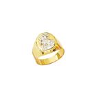 Anel São Jorge Ouro Branco 18K Oval Masculino Ouro 18K k700