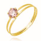 Anel Solitário n16 em Ouro 18k com Zircônia Rosa Claro