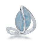 Anel Torcido Oval Larimar de Prata Esterlina, Tamanho 8