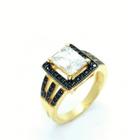 Anel Zirconia Cristal E Microzirconias Negras Banho Ouro 18k 2641