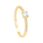 Anel Zircônia White Aro Cravejado em Ouro 18K - AU14088