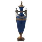 Ânfora Vaso Classica Porcelana Azul Marinho E Bronze Luxo