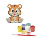 Animal Selva Toy Brinquedo Didático Para Pintura Com 6 Tintas Guache Tigre