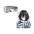 Anime Demon Slayer Kimetsu No Yaiba Metal Esmalte Anel Aberto Ajustável Para Mulheres Homens