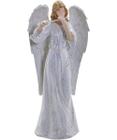 Anjo Decorativo Musico Flauta Em Resina Natal Enfeite 38cm