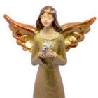 Anjo Dourado de Resina Detalhe Pomba Decorativo 20cm