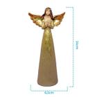 Anjo Dourado De Resina Rezando Pequeno Decorativo 14Cm