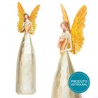 Anjo Dourado Decorativo De Resina C/ Coração 23cm - EF