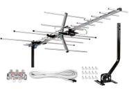 Antena de TV HD via satélite Yagi de cinco estrelas de até 200 milhas de alcance, antena de TV montada no sótão ou telhado, antena OTA digital de longo alcance para 4K 1080P suporta kit de instalação de 4 TVs e poste de montagem