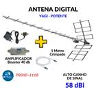 Antena Digital Externa para Tv Proeletronic Yagi PROHD-1118 com Amplificador Booster 40db PQBT-4000LTE