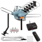 Antena HDTV Digital Amplificada para Exterior - Alcance de 150 Milhas