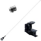 Antena Móvel Aço Inox Estética Enfeite Decorativa 1,50m + Suporte Bi-Articulado Calha + Parafuso Fixar