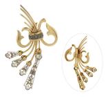 Antigo Broche Luxuoso Ramo Flor Ouro Diamante 1,28ct J8845