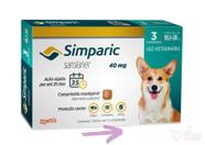 Antipulgas e Carrapatos Simparic 40mg para Cães 10,1 - 20kg - 3 comprimidos