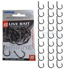 Anzol de Pesca Live Bait 2/0 Marine Sport Cartela 30 Anzol Pacote Anzol Live Bait 2/0 Black