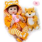 Aori Reborn Baby Dolls 22 Inch Lifelike Realistic Newborn Dolls Reborn Baby Girl with Fox Set