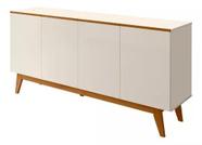 Aparador Armário Buffet Ares Lux 4 Portas C/ Base Em Madeira Off White