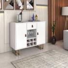 aparador buffet 2 portas 1 gaveta estilo industrial Branco com base dourado - LCN Moveis