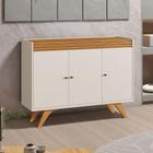 Aparador Buffet 3 Portas Off White/Naturalle Sevilha Mavaula