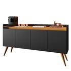 Aparador Buffet 4 Portas Preto Mel Gold